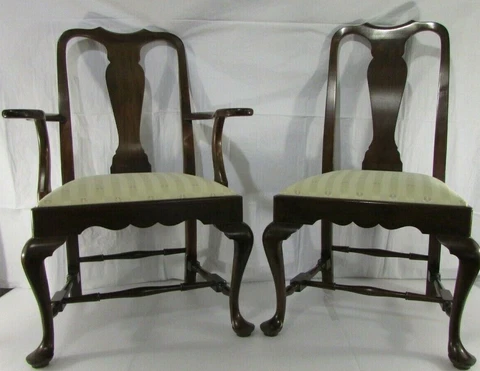 Lot of 2- Henkel Harris Queen Anne Genuine Mahogany Dining Chairs 104 S Vintage Cover