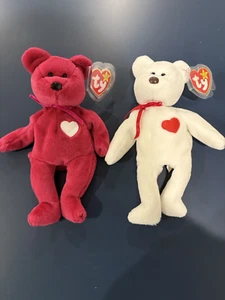 TY Beanie Babies Lot of 2  Valentino & Valentina – Bears - Picture 1 of 8