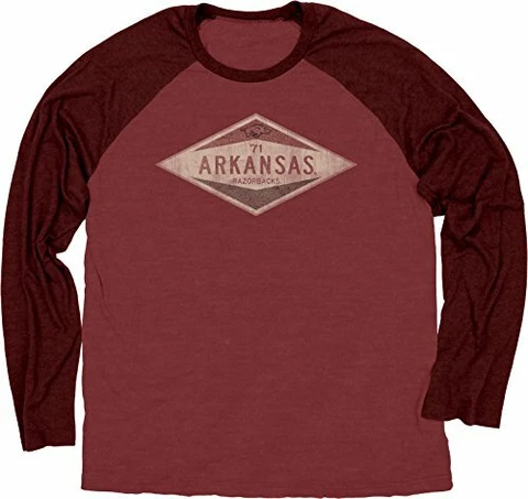 NCAA Arkansas Razorbacks Ring Spun Long Sleeve Raglan Tee, Medium, Nantucket Red Cover