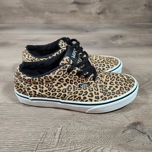 Vans Leopard Animal Print Lace Up Canvas Shoes Womens Size 4.5 Missy Youth - Picture 1 of 8