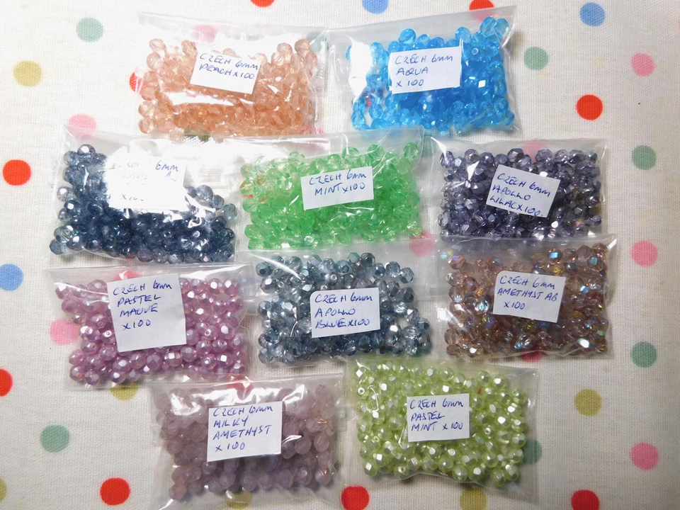 Lot 179 - Czech Glass Facetted Fire Polished Beads 6mm 100 each of 10 colours - Image 1 of 1