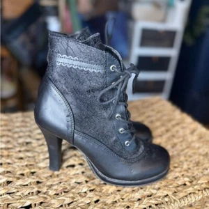 Demonia GLAM-200 Black Ankle Boots w/ Lace 9 - Picture 1 of 8