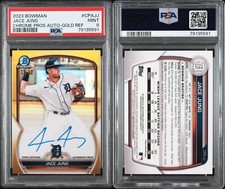 33/50 Jace Jung 2023 Bowman Chrome Prospects Auto Gold Refractor PSA 9 Tigers