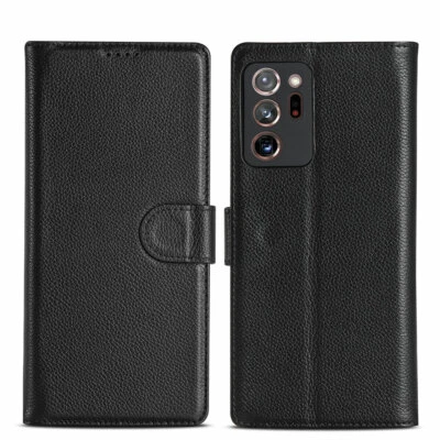 Genuine Leather Wallet Flip Case Cover For Samsung Galaxy Note20 Note20 Ultra 5G - Image 1 of 4