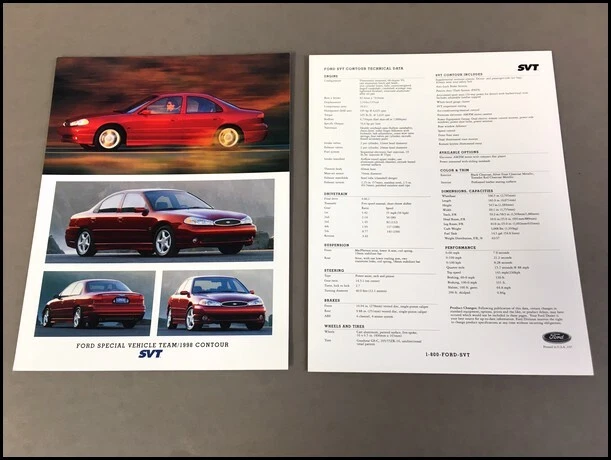 1998 Ford SVT Contour Special Edition 1-page Sales Brochure Card — 第 1/1 张图片
