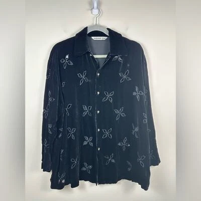 Camisa Vintage Vivienne Tam Terciopelo Corte Negro Abotonada Talla Desconocida/Grande Foto 1 de 4