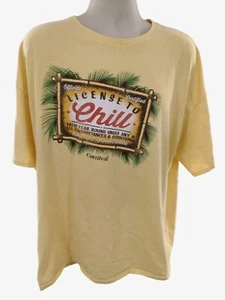 Vtg. Delta Pro Weight Carnival License To Chill Graphic Yellow T-shirt Size 3XL - Picture 1 of 7