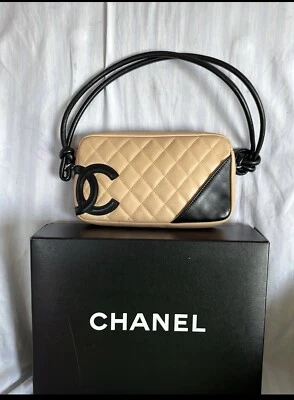 Bolso de hombro Chanel piel de cordero Ligne Cambon Pochette tostado/negro Foto 1 de 4