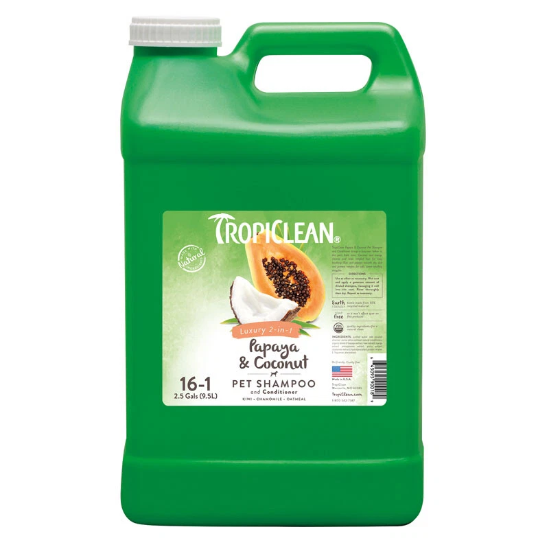 Tropiclean Papaya & Coconut 2-in-1 Natural Pet Shampoo and Conditioner 3.8L - Image 1 of 1