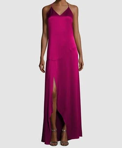 $475 Halston Heritage Women's Pink Sleeveless Satin T-Back Gown Dress Size 2 - Picture 1 of 5