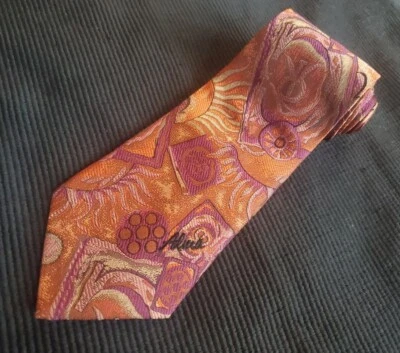 Corbata Charles de ALMA Corbata Naranja Quemada Vino Cosecha Oro Peltre Vino Foto 1 de 4