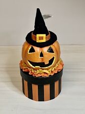 Primitive Halloween Folk Art Jack-O-Lantern Gift Box Witch Hat Halloween Decor