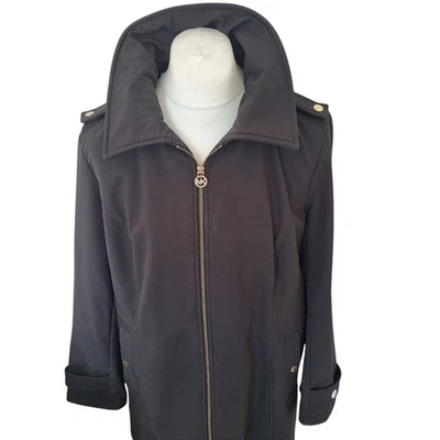 Michael Kors Trench Coat Jacket Fleece Lined Black Gold Accents Mens  - Image 1 of 4