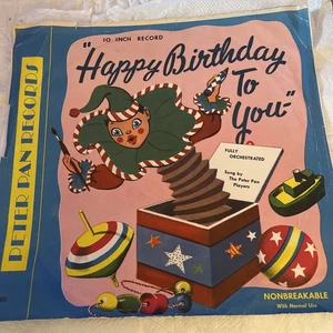 Vtg 1951 Happy Birthday To You Peter Pan  Records RED Vinyl LP 10” & Paper Cover - Picture 1 of 6