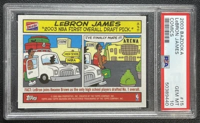 LEBRON JAMES PSA 10 2003 TOPPS BAZOOKA #15 ROOKIE COMICS RC 440 - Image 1 of 2