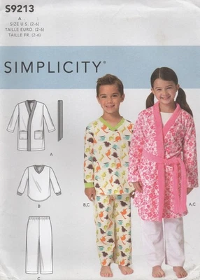 Simplicity Sewing Pattern 9213 Children's Cosy Wear Pyjamas Robe Size 2 - 6 New - Image 1 of 4