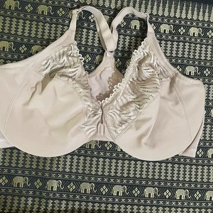 Sujetador con aros Glamorise 1246 beige cierre delantero sin forro Wonderwire T-Back 46G - Imagen 1 de 7