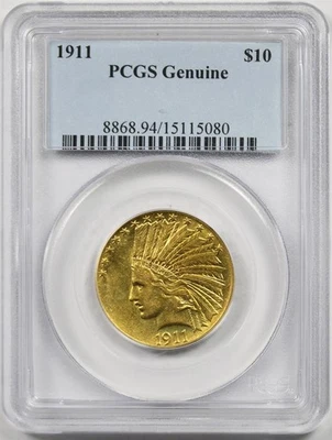 1911 $10 PCGS cabeça de índio genuína águia dourada - Imagem 1 de 4