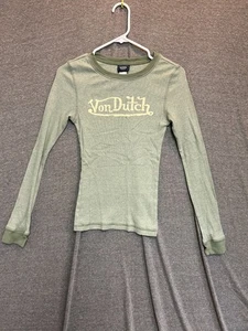 Von Dutch Shirt Damen Medium Grün Baumwolle Spruch Logo Gerippt Freizeit - Bild 1 von 7