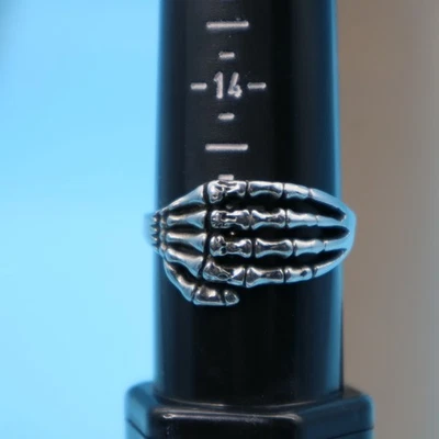 Мужская из нержавеющей стали скелет пальцы мотоциклиста кольцо в серебро размер 15 - Изображение 1 из 2