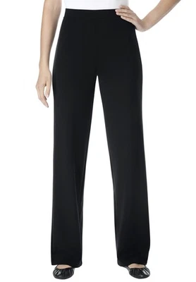 Woman Within Plus Size Stretch Ponte Knit Pull-On Wide-Leg Pants - Image 1 of 4