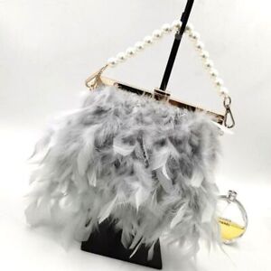2022 Luxury Handbag Ostrich Feather Clutch Women's Bag hot