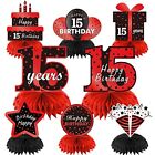 Red Black 15th Birthday Decorations Table Honeycomb Centerpieces 8pcs Happy 1...