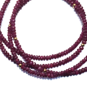 Auth YAMAMOTO MARI Necklace Ruby 2-strand Cut Ball Bead 18K 750 Yellow Gold - Picture 1 of 5
