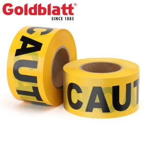 Goldblatt 2PC Yellow Caution Tape 3"X1000FT Warning Safety Tape Bold Black Font - Picture 1 of 12