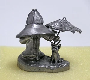 1975 Early Ricker Bartlett Pewter Boy and Dog Under Umbrella. Hand Signed - Picture 1 of 5