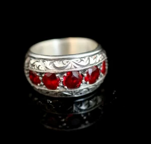 Turkish Handmade Jewelry 925 Sterling Silver Mans Men's Ring with Ruby Stone 014 - Picture 1 of 4