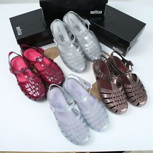 Women Melissa Roma Glitter Sandals Jelly Shoes Girls Flat Shoes US 5-9