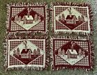 Cloth Placemats Woven Fringed Country Cabin Home Red Cotton Reversible Set of 4