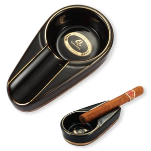 Black Cigar Ashtray Portable Ceramic 1 Cigars Ash Tray Tobacco Cigarette Mini - Picture 1 of 8