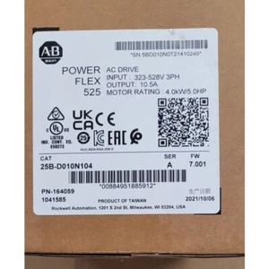2022 New Factory Sealed AB 25B-D010N104 PowerFlex 525 4kW 5Hp AC Drive USA - Imagen 1 de 4