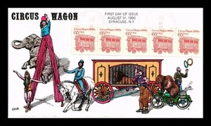 US COVER CIRCUS WAGON TRANSPORTATION SERIES FDC COLLINS HAND PAINTED - Picture 1 of 2