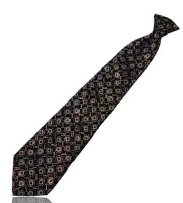 Corbata con clip de poliéster David Taylor de colección, geométrica negra/borgoña/gris. CT-1 Foto 1 de 4