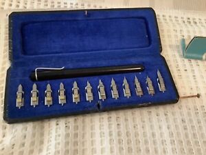 Vintage Pelikan Graphos Calligraphy Technical Pen Set - 12 Nibs - Original Box