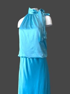 Lynn Lugo Damen lässig formelles Neckholder langes Cocktailkleid 100 % Seide Made in USA - Bild 1 von 7