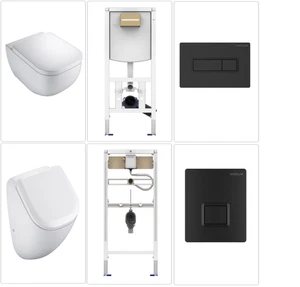 VIGOUR DERBY Wand WC & Urinalbecken Vorwandgestelle & Drückerplatter schwarz  - Bild 1 von 17