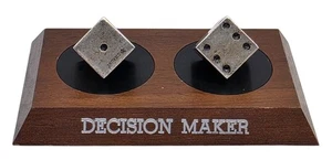 Vintage INTERNATIONAL Sterling Silver Pair of Gaming Dice & Stand DECISION MAKER - Picture 1 of 5