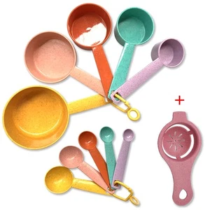 Plastic Measuring Cups and Spoons Set - 10 Pcs Colorful Kitchen Measuring Too... - Picture 1 of 7