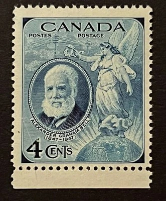 Sellos de viaje: estampillas de Canadá de 1947 Scott #274 Alexander Graham Bell como nuevas MNH OG Foto 1 de 4