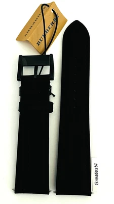 Nueva correa de repuesto Burberry BU9906 correa negra con hebilla 22 mm para hombre Foto 1 de 4