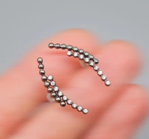 Kranz & Ziegler Danish Oxidized 925 Sterling Silver Stud Earrings - Picture 1 of 8