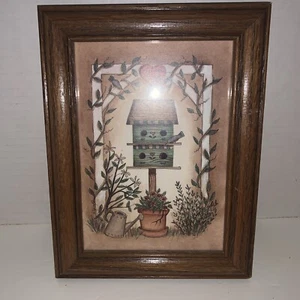 Framed Print Bird house Garden L. Spivey "Welcome Friends"  - Picture 1 of 11