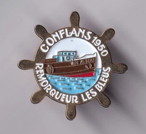 RARE PINS PIN'S .. BOAT BOAT BOAT BARGE RIVER TUG CONFLANS 78 ~FV - Picture 1 of 1