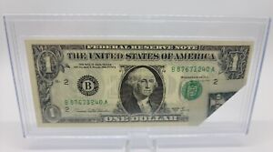 Printed Fold Over Error -1969-D $1 Dollar Note - Amazing Placement Of Error -UNC