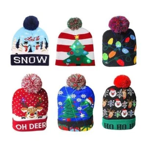 Neu Winter Weihnachtsmützen mit LED Licht Beanie Pullover Weihnachtsstrickmütze - Bild 1 von 22