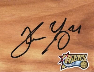 Philadelphia 76ers Thaddeus Young Signed Floorboard COA - Picture 1 of 1